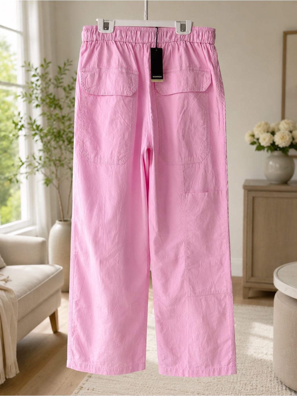 Monrow Pink Wide-Leg Track Pants